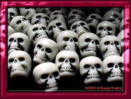 100 Bone White Skull Beads! Goth Gothic Wild SKULLS!